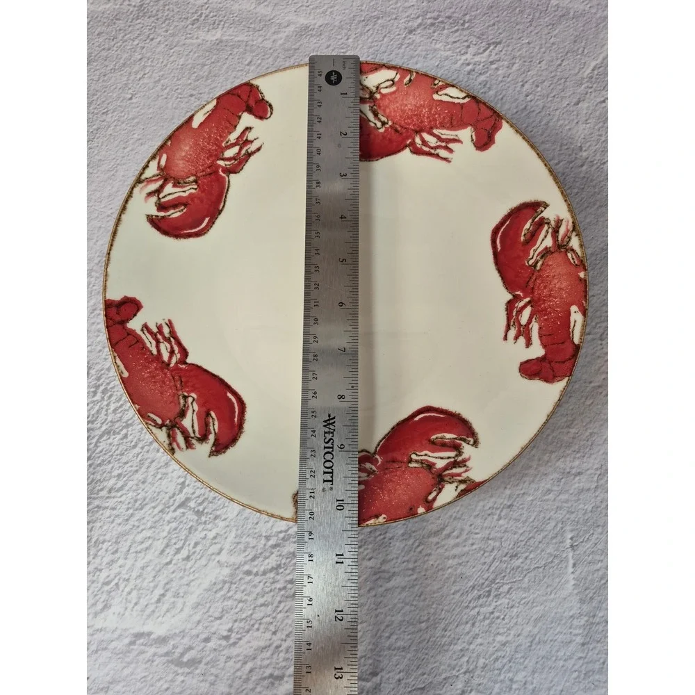 V.Ceramic Lobster Dinner Plate 10.5 Inch Made in Portugal Coastal Nautical Red